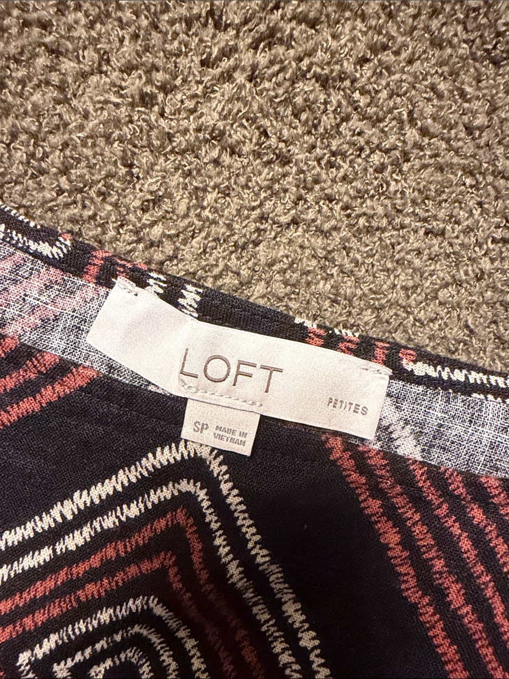 LOFT Petite Navy, Rust and Cream Geometric Tank Top